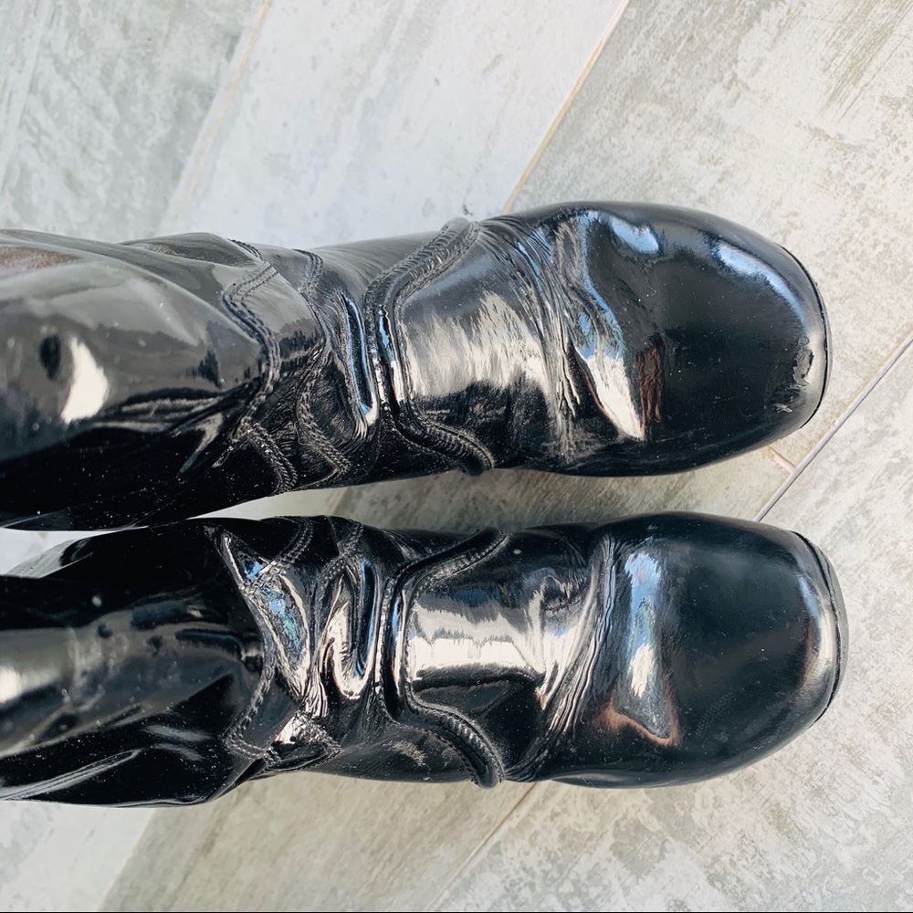 Marc Jacobs Glossy Patent Leather Vintage Widened Heels Boots - Picture 5 of 14